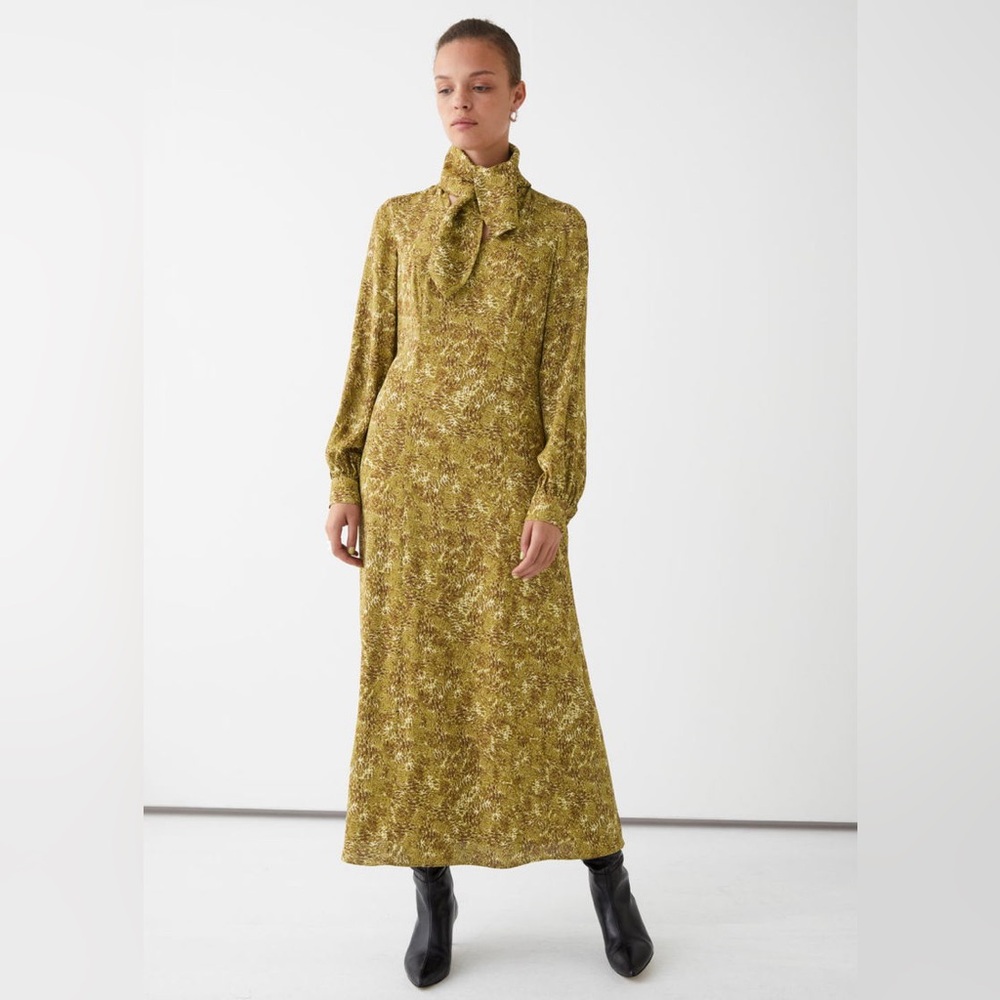 *NEVER WORN* & Other Stories Animal Print Scarf Tie Midi Dress